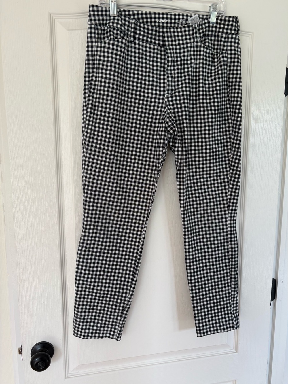 Old Navy Black White Gingham Check Pixie Pants Women’s Size 12
